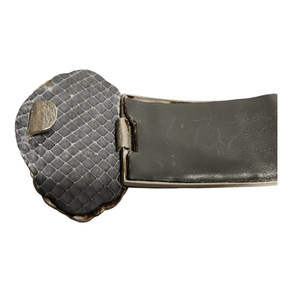 RARE JUDITH LIEBER Python Leather Metal Buckle Belt - Picture 5 of 15